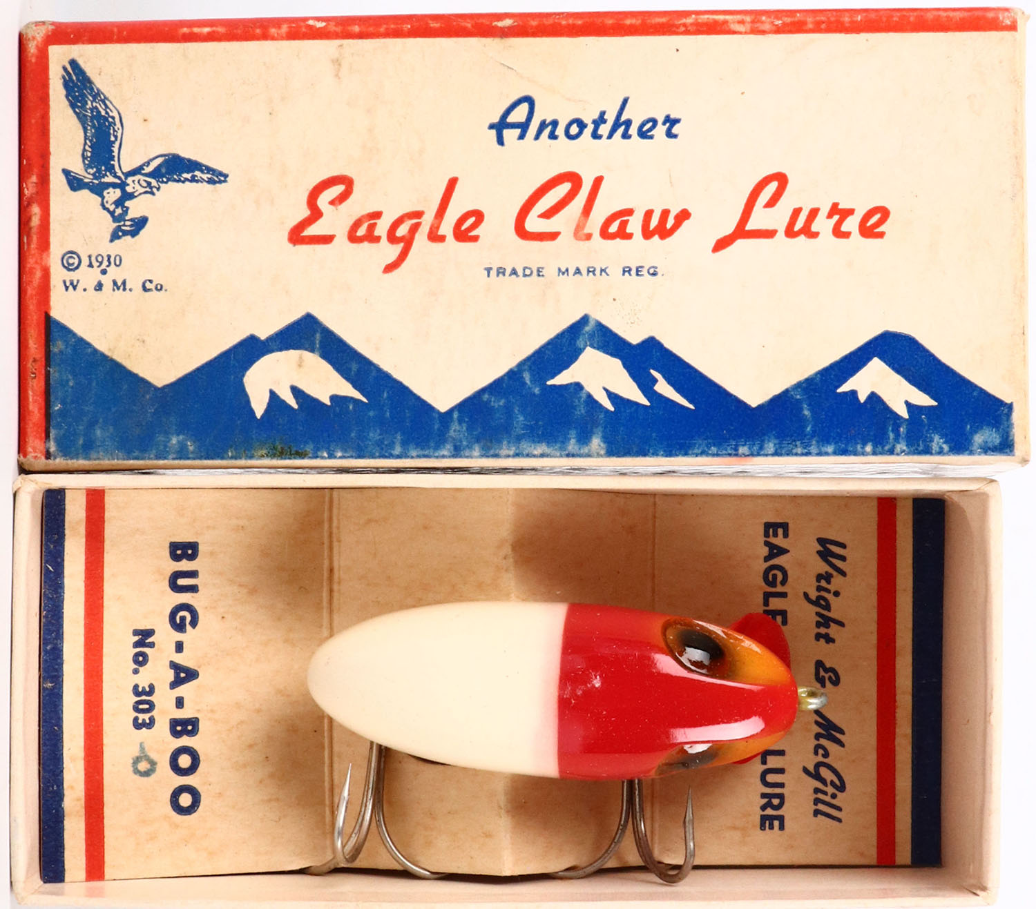 Item # 6351 (Ended 2024-03-01 17:01:00) - Eagle Claw Lure in original box,  BUG-A-BOO, No 303, on card, red